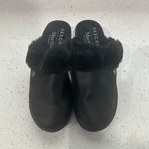 Martha Stewart x Skechers Pier-Lite Mules Cozy High Black Size 5